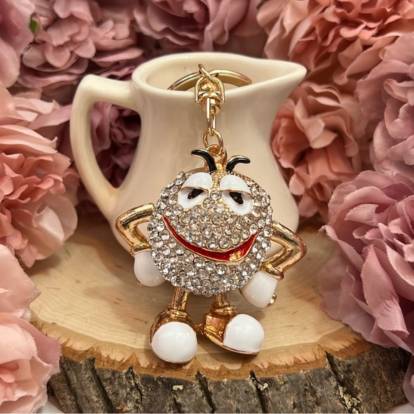 Whimsical White M&M Crystal Character Keychain Charm - Picture 5 of 16